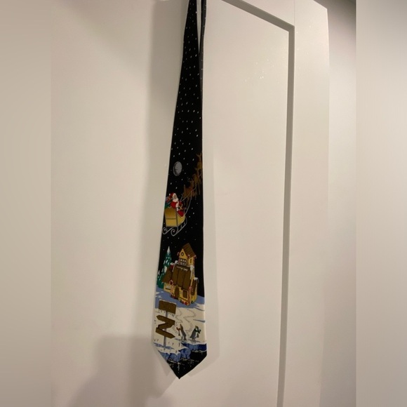 Santa Claus North Pole Tie Reindeer Christmas Necktie - Picture 4 of 8